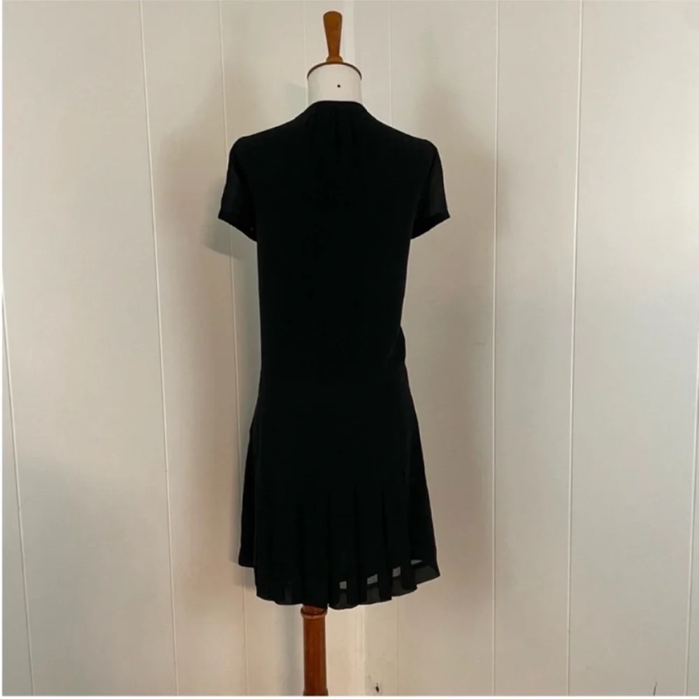Comptoir Des Cotonniers Black Mini Dress‎ Women’s L Pleated Short Sleeve